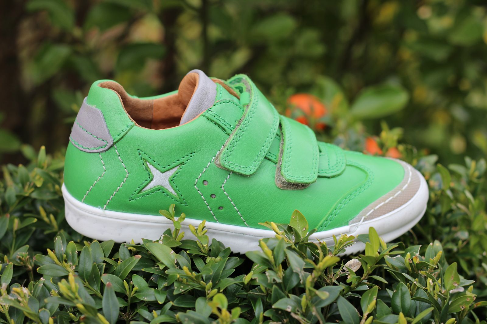 Halbschuh Klettverschluss, Leder, Lederfutter Farbe: green